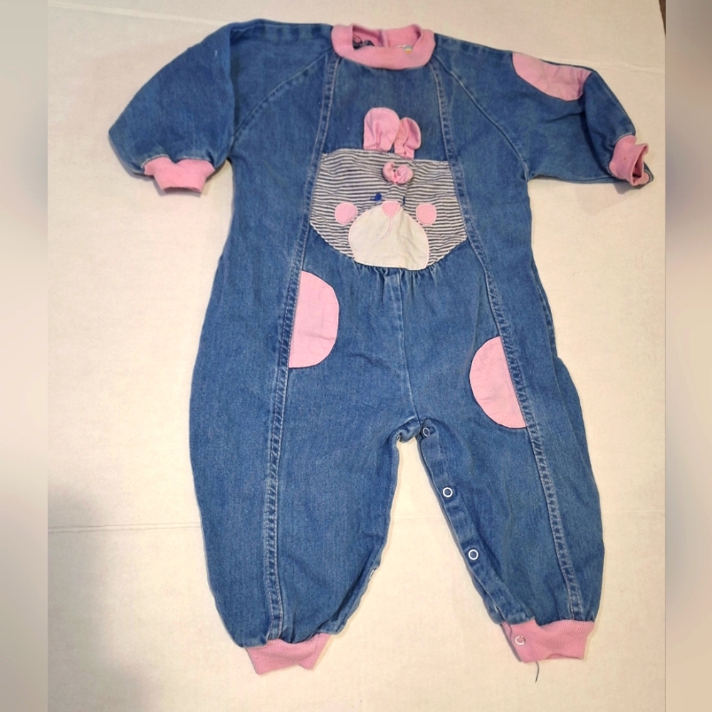 Vintage Denim Romper Baby Girl Size 18 Months